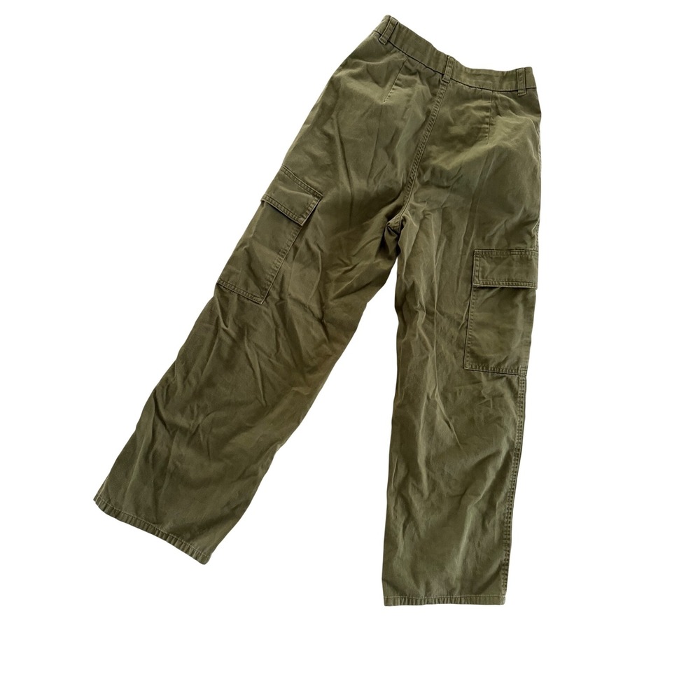 GU Womens High Waisted Cargo Pants Olive Green Cotton Utility Straight Leg S